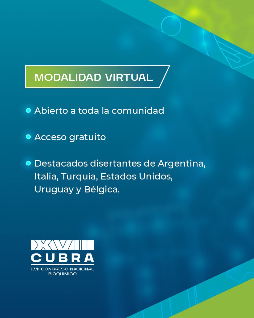 Modalidad y destacados disertantes del Precongreso CUBRA 2025.