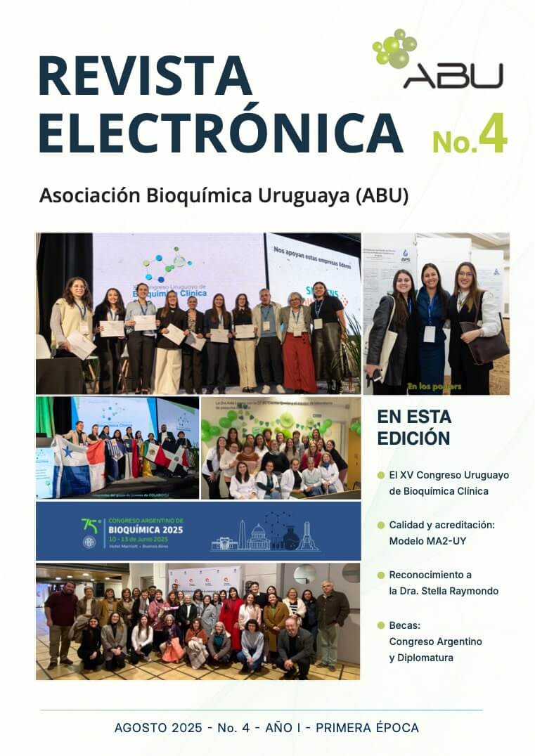 Portada de la cuarta edición de la Revista Electrónica de la Asociación Bioquímica Uruguaya (ABU)
