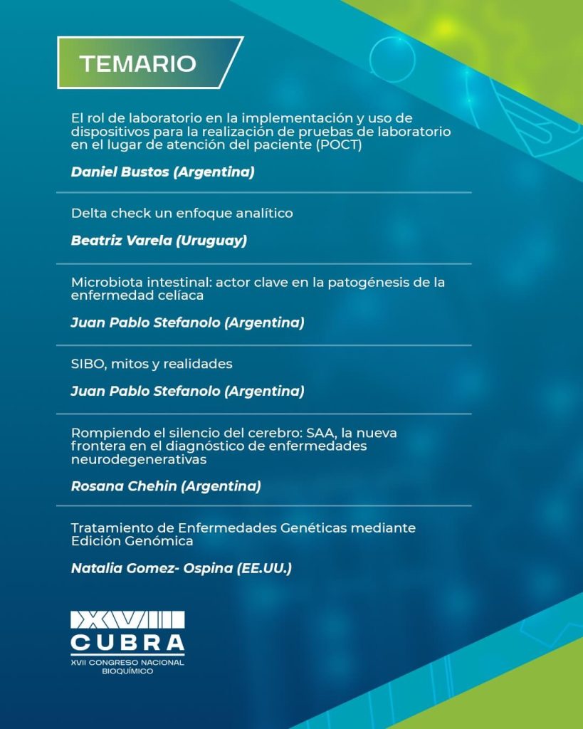 Temario del Precongreso CUBRA 2025, segunda parte.
