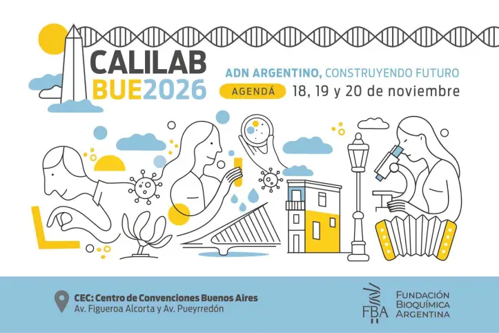 Imagen promocional de CALILAB 2026, XIII Congreso Argentino de la Calidad en el Laboratorio Clínico, del 18 al 20 de noviembre en Buenos Aires.